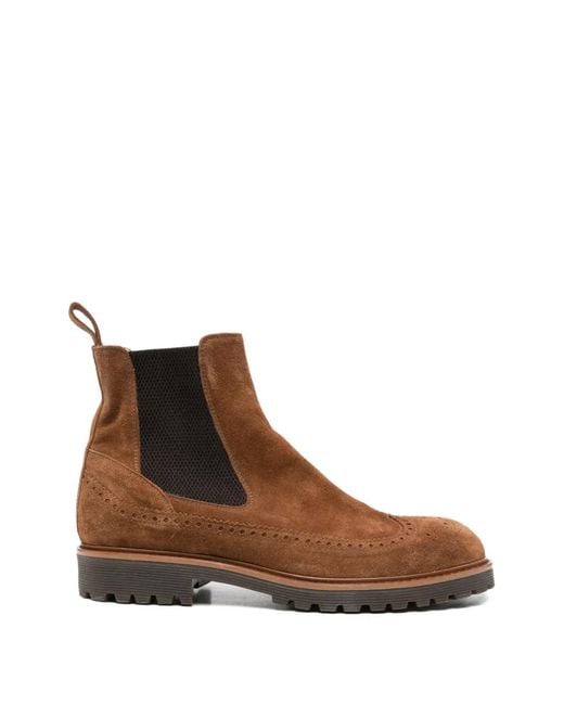 Eleventy Brown Brogue Chelsea Boots for men