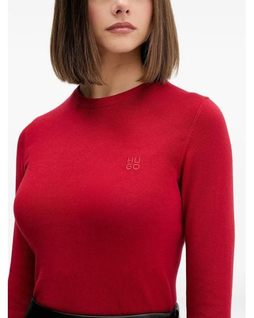 HUGO Red Langarmshirt mit Logo-Detail