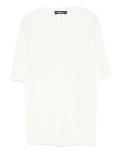 Fabiana Filippi White Wool Blend Knitted Top