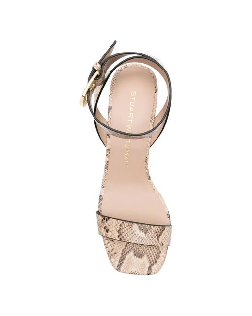Stuart Weitzman Natural Sandales À Effet Peau De Serpent Sai