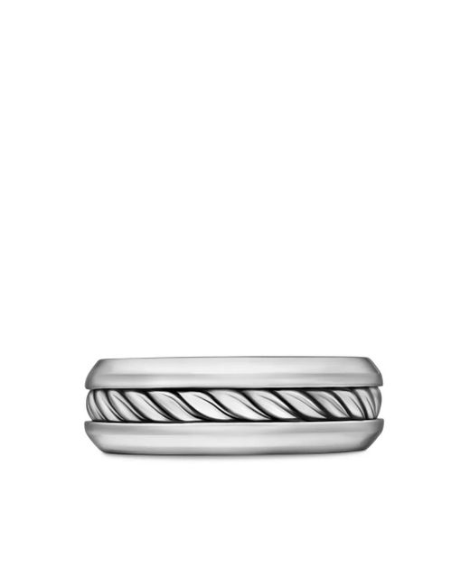 David Yurman White Sterling Cable Inset Band Ring (8Mm) for men