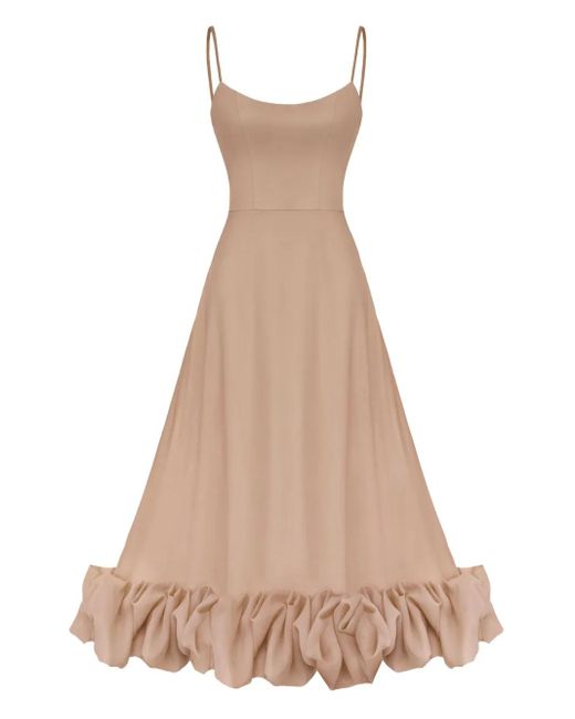 POST MERIDIEM Natural Bustier-Midikleid Mit Volants