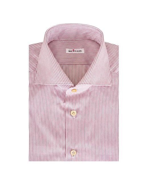 Kiton Pink Vertical-Stripe Shirt for men
