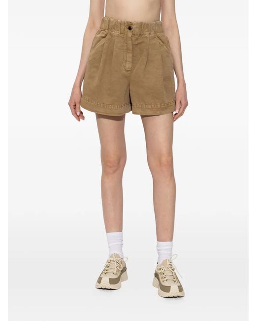 Moncler Natural Short Plissé À Patch Logo