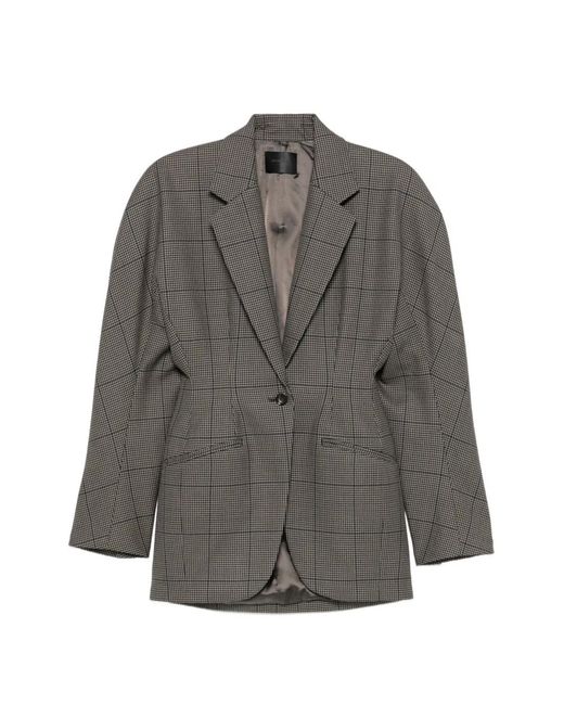 Mugler Gray Houndstooth-Pattern Blazer