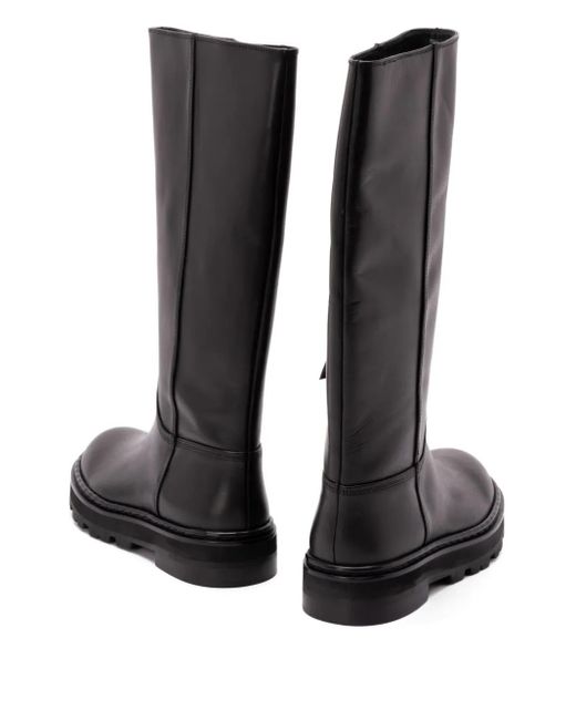 Patrizia Pepe Black 50Mm Zip-Detail Knee-High Boots