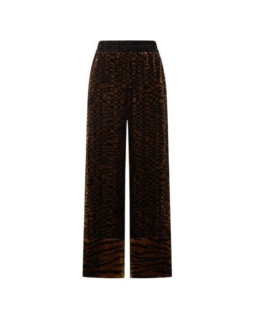 Pierre Louis Mascia Black Animal-Print Wide-Leg Trousers