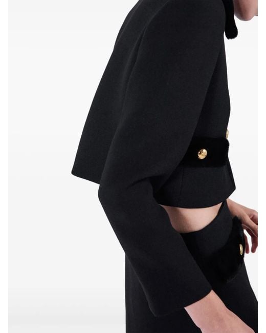 Prada Black Wool Shearling-Trim Jacket