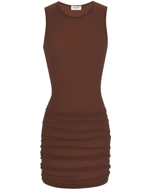 Vestido corto sin mangas Saint Laurent de color Brown