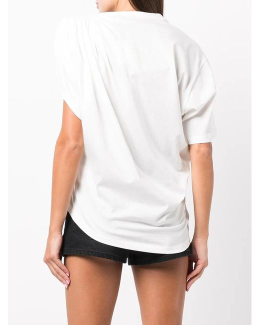 Alexander Wang White Drape-Detail Short-Sleeve T-Shirt