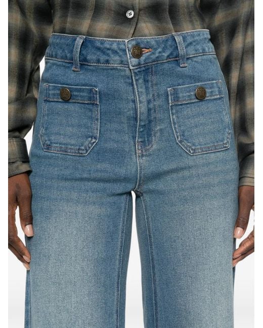 MAISON 123 Blue Mae Cropped Jeans