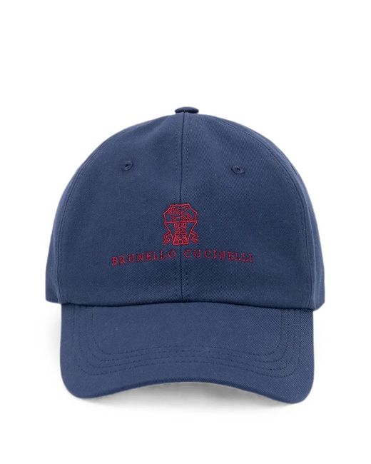 Brunello Cucinelli Blue Logo-Embroidered Baseball Cap for men