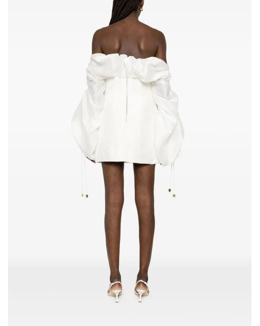 Aje. White Maxima Puffed Sleeve Mini Dress