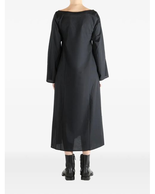 Baserange Black Tie Long-Sleeve Midi Dress