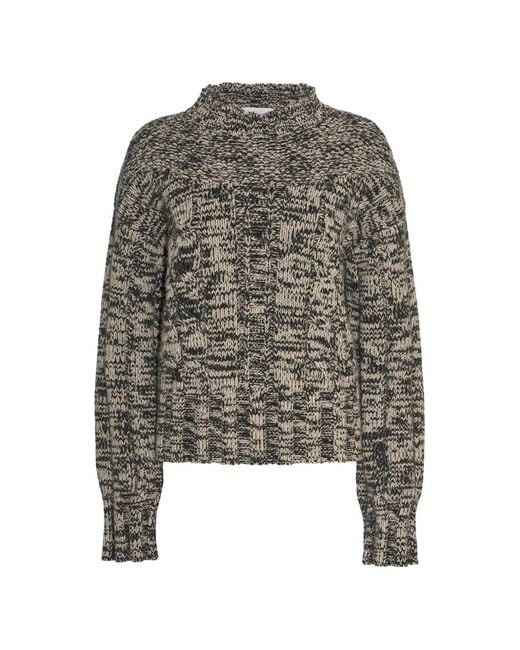 Malo Gray Cable-Knit High-Neck Sweater