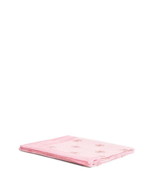 Tommy Hilfiger Pink Striped-Pattern Scarf