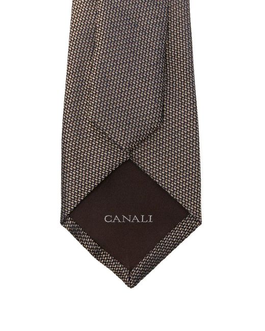 Canali White Textured Silk Tie for men