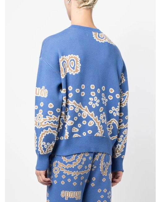 Rhude Pullover Mit Intarsien-Logo in Blue für Herren