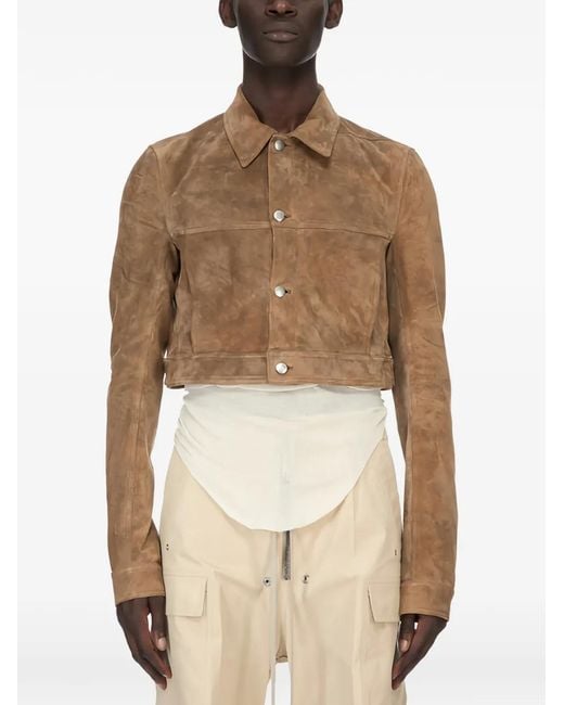 Rick Owens Natural Cropped Worker Jacket for men