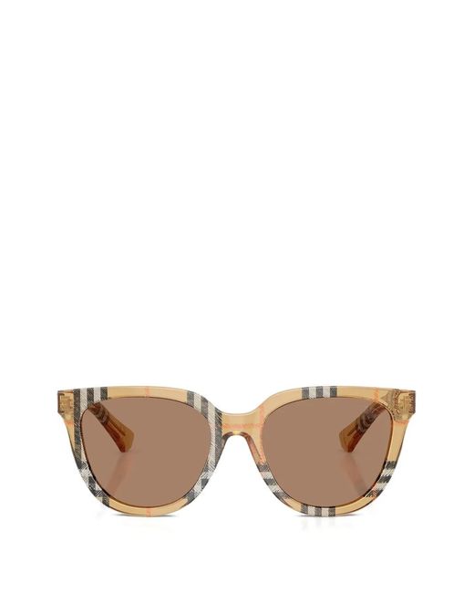 Burberry Pink Check-Pattern Cat-Eye Sunglasses
