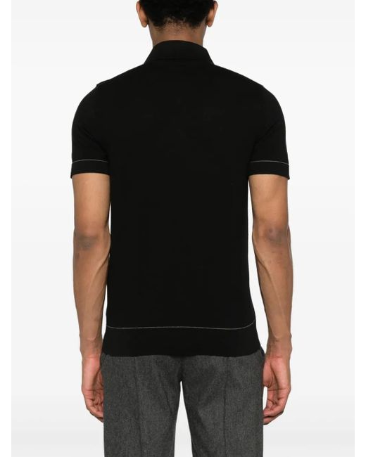 Brioni Black Piqué Cotton Polo Shirt for men