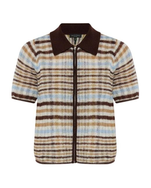 Rag & Bone Gray Striped Zip Knitwear
