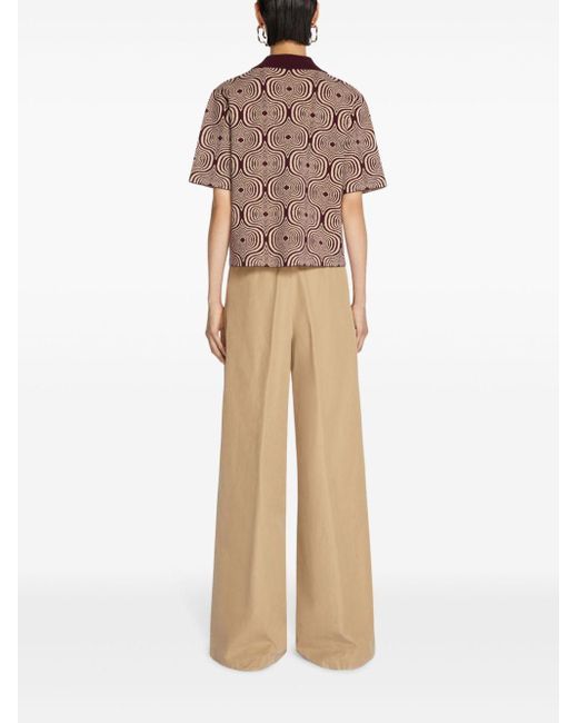 Dries Van Noten Brown Pattern-jacquard Knitted Polo Top
