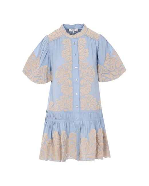 Sea Blue Alexandra Embroidered Mini Dress