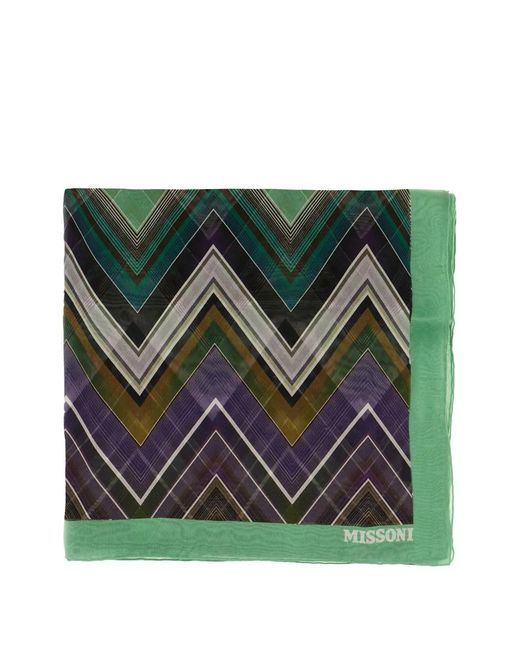 Missoni Green Zigzag Border Scarf
