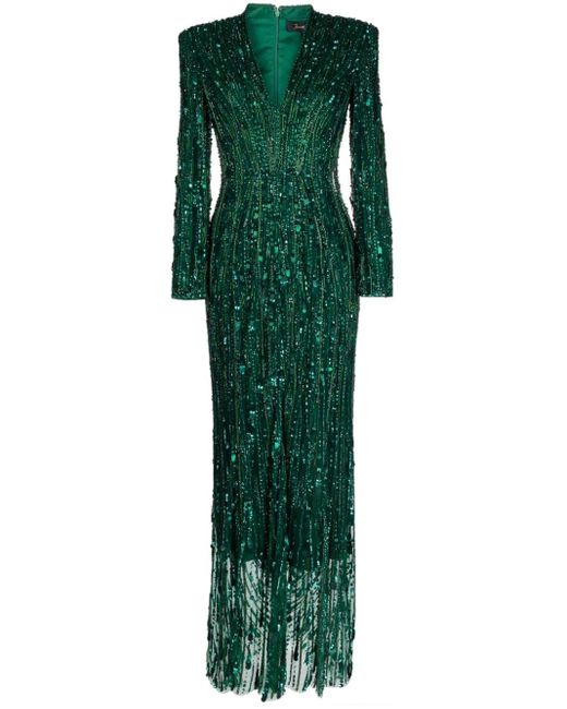 Jenny Packham Green Vivien Sequin-embellished Gown