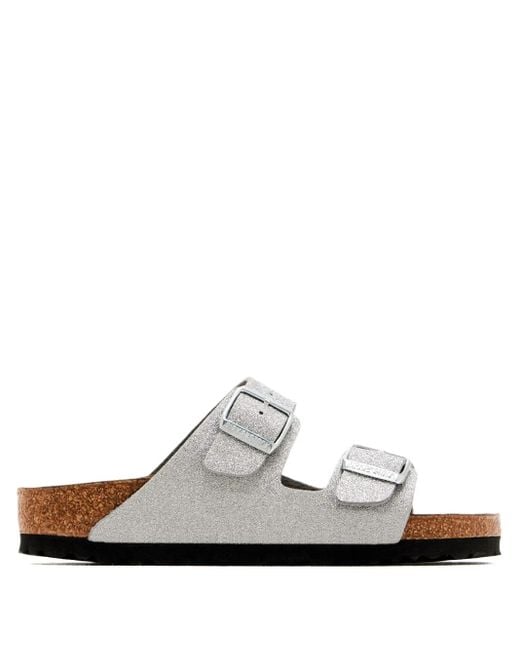 Birkenstock グリッターフラットサンダル White