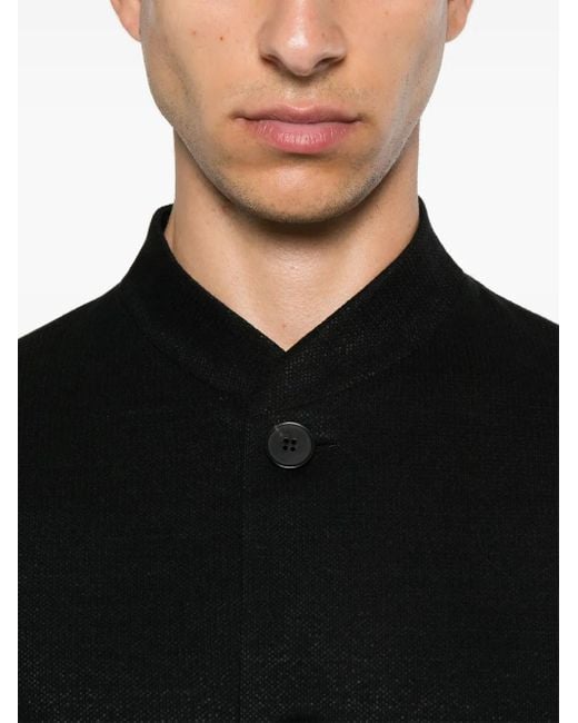 Harris Wharf London Black Nehru Bomber Jacket for men
