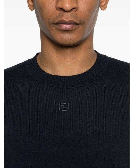 Fendi Blue Logo-Detail T-Shirt for men