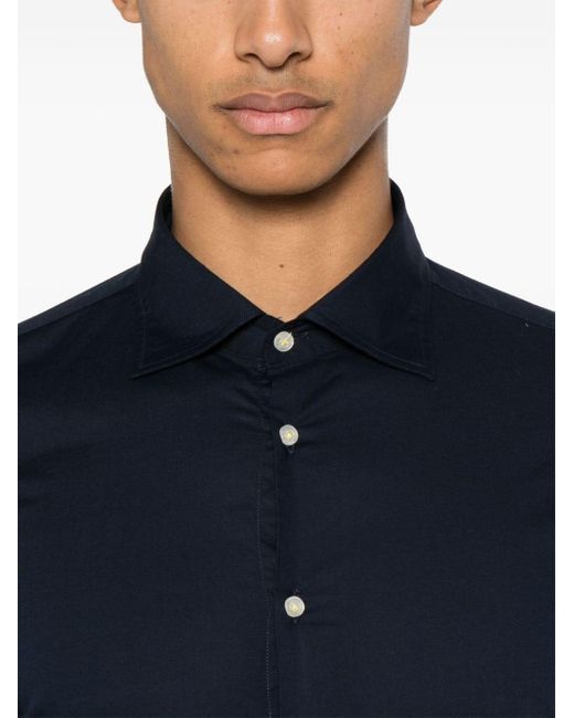 Manuel Ritz Blue Cutaway-collar Poplin Shirt for men