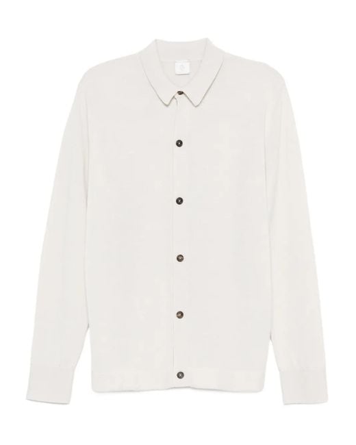 Eleventy Button-Down Wollen Overhemd in het White voor heren