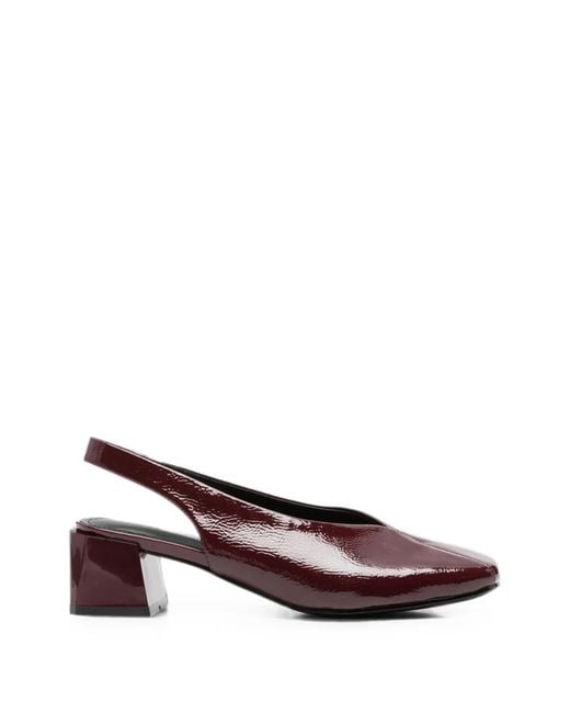 Linda Baumann Brown Patent-Finish Slingback Pumps