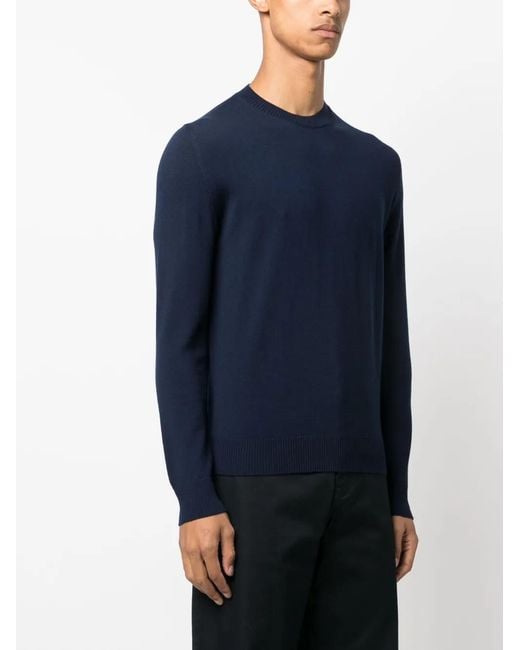 Ballantyne Blue Crew-Neck Fine-Knit Jumper for men