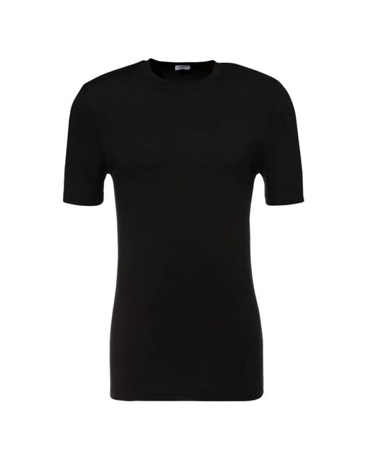 Zimmerli of Switzerland Black Crew-Neck Short-Sleeve T-Shirt for men