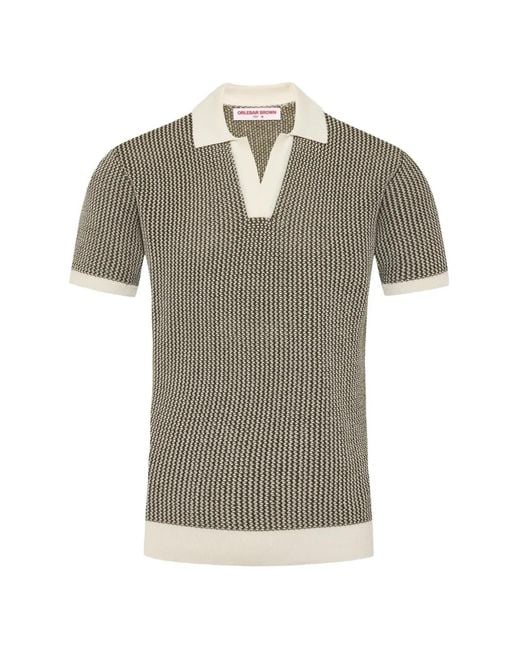 Orlebar Brown Gray Horton Chevron-Crochet Polo Shirt for men