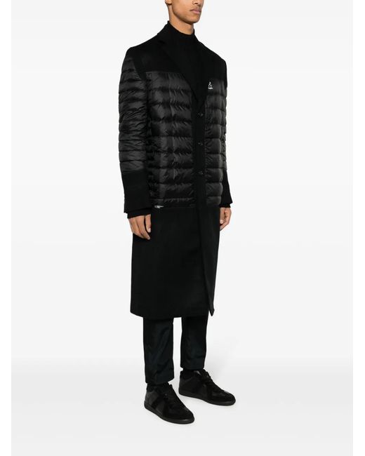 Junya Watanabe Black Logo-Print Single-Breasted Padded Coat for men