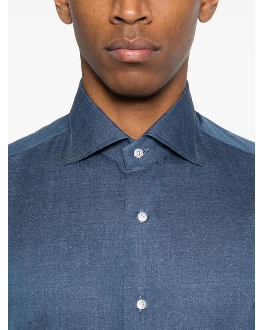 Isaia Blue Button-Fasteining Shirt for men