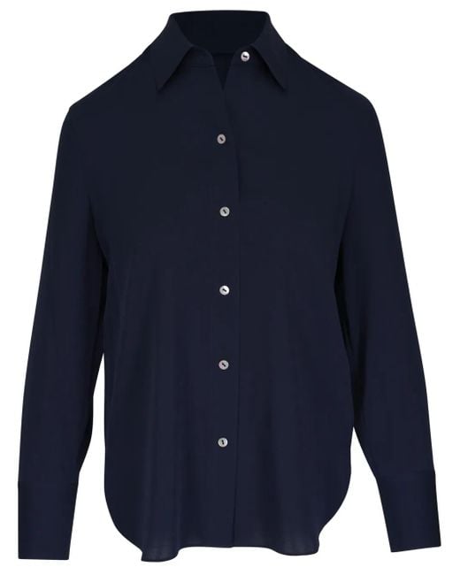 Vince Blue Stretch Silk Shirt