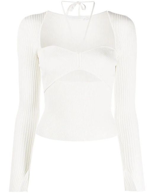 Jonathan Simkhai White Alexia Cut-out Ribbed-knit Top