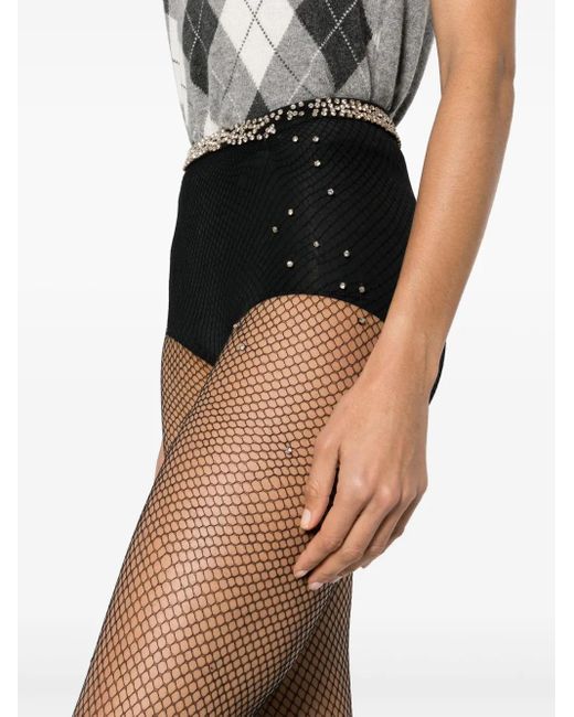 Maison Margiela Gray Rhinestone-embellished Mesh leggings