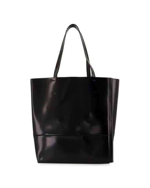 Marni Black Large Museo Contrast-Stitch Tote Bag for men