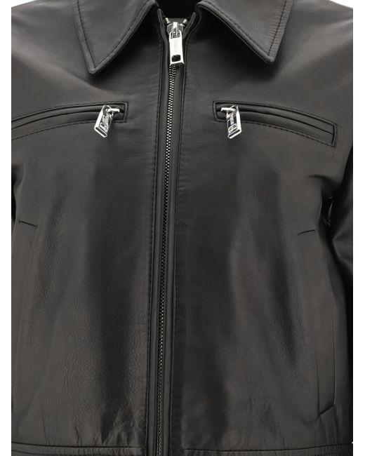 Max Mara Black Zip-Up Leather Jacket