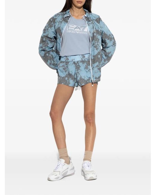EA7 Blue Sequin-Logo T-Shirt