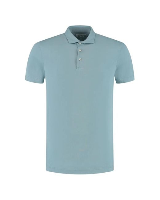 Fedeli Blue Short-Sleeve Polo Shirt for men