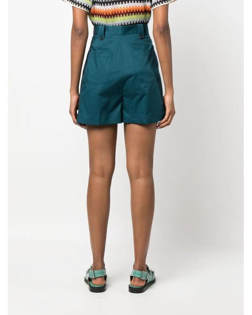 Paul Smith Green Cotton High-waisted Shorts