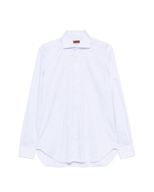 Barba Napoli White Check-Pattern Long-Sleeve Shirt for men